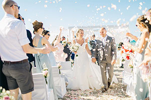 destination wedding party on beach