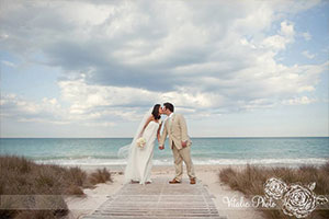 On the beach destination wedding