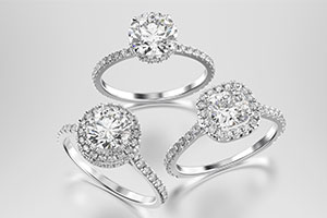 Three diamond engagement ring examples