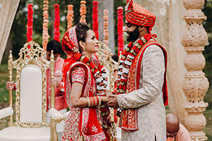 wedding outfit – an Indian bride and groom
