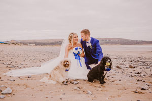 kim and jason got married on the beach with dogs