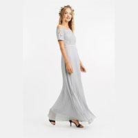 Girl in grey bridesmaid dress