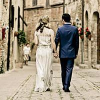 destination wedding - couple in old town