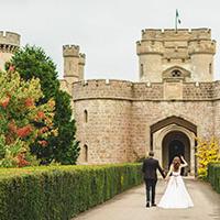 Couple getting married in a castle