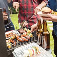 Stag and hen parties - men at a bbq