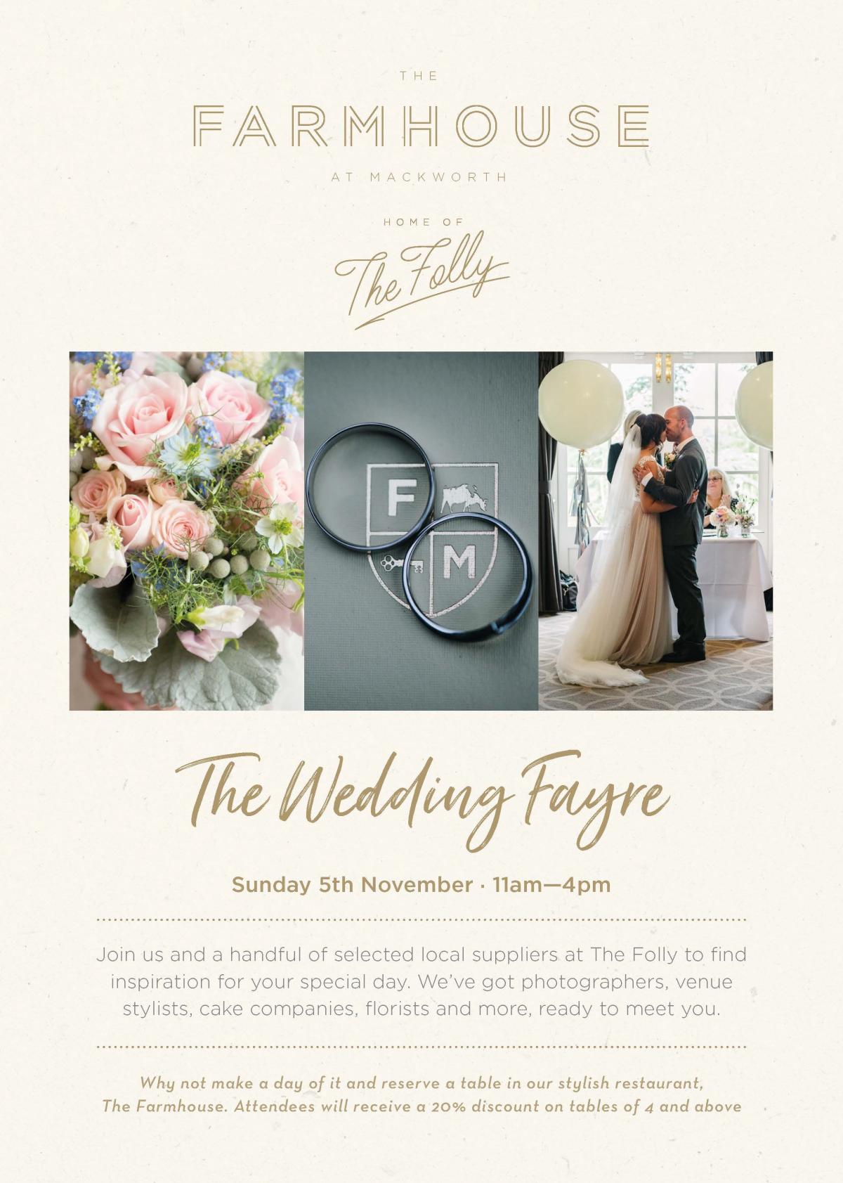 Wedding events: Wedding fayre and Wedding Showcase at the Folly