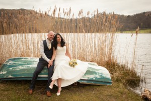 Wedding competition winners tie - Lake boat shot